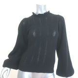 Ulla Johnson Dionne Pointelle Cashmere Balloon Sleeve Sweater Black Size Small