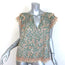 Ulla Johnson Elm Eyelet-Embroidered Tie-Neck Top Peach/Green Floral Print Size 6