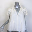 Ulla Johnson Elsie Crochet Lace-Sleeve Tassel Tie Blouse Cream Cotton Size 6