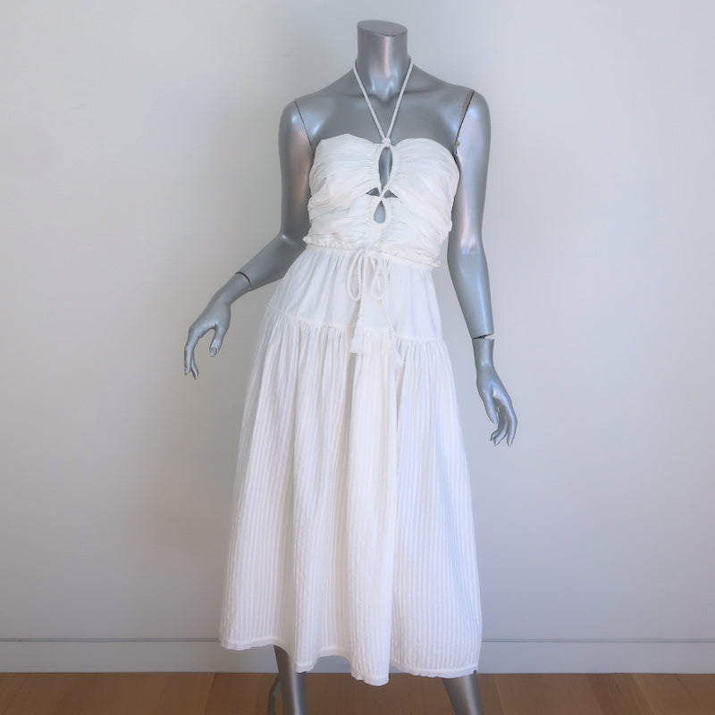 Ulla Johnson Emmaline Cutout Midi Halter Dress White Cotton Size 4 NEW – Celebrity Owned