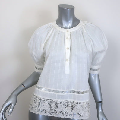 Ulla Johnson Faye Embroidered Puff Sleeve Top White 