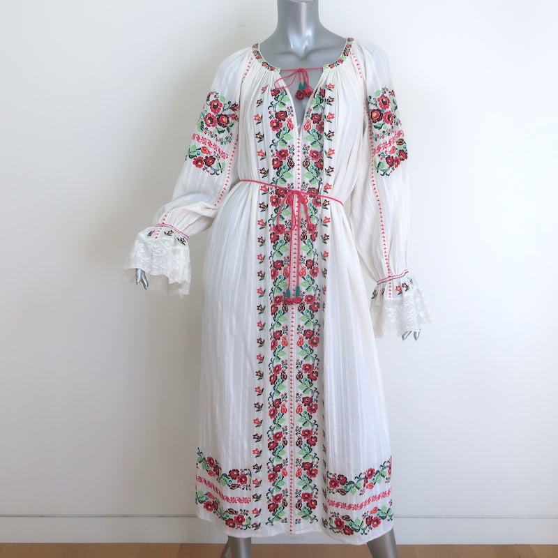 Ulla Johnson Filia Floral-Embroidered Maxi Dress Cream Cotton Size 4 NEW