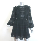 Ulla Johnson Jolie Ruffled Lace-Trimmed Mini Dress Black Cotton-Blend Size 2