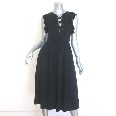 Ulla Johnson Karyn Lace-Up Flutter Sleeve Midi Dress 