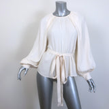 Ulla Johnson Katrine Tie-Waist Blouse Ivory Crepe Size 6 Long Sleeve Top NEW
