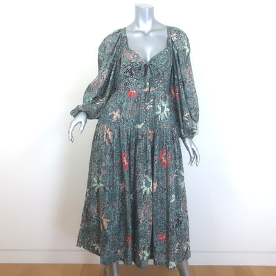 Ulla Johnson Kemala Puff Sleeve Midi Dress Malachite