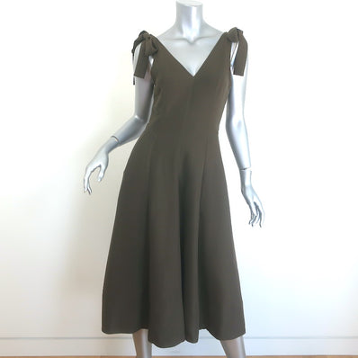 Ulla Johnson Lana Tie-Strap Midi Dress Army Green