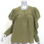 Ulla Johnson Lela Puff Sleeve Blouse Olive Silk Size 10