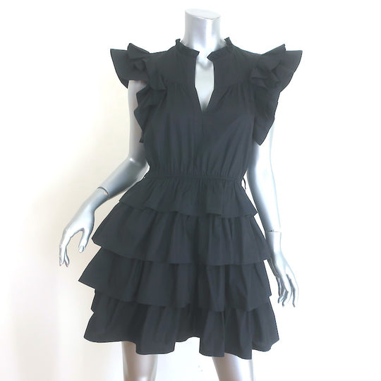 Ulla Johnson Dress Henriette Black Lace-Trim Cotton Size 0 Side-Tie Mi Celebrity Owned Ulla Johnson Dress Henriette Black Lace-Trim Cotton Size 0 Side-Tie Mi Celebrity Owned
