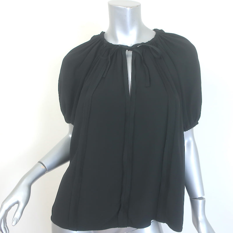 Ulla Johnson Marcelena Tie-Neck Top Black Crepe 