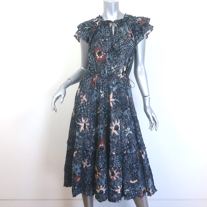 Ulla Johnson Rema Flutter Sleeve Tiered Midi Dress 