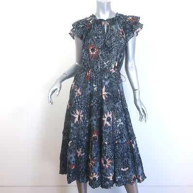 Ulla Johnson Rema Flutter Sleeve Tiered Midi Dress 