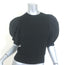 Ulla Johnson Rosalie Puff Sleeve Mixed Media Top Black Stretch Knit Size Petite