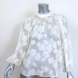 Ulla Johnson Sandrine Blouse Cream Floral Fil Coupe Size 2 Long Sleeve Top