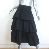 Ulla Johnson Winnie Tiered Midi Skirt Black Cotton Size 4