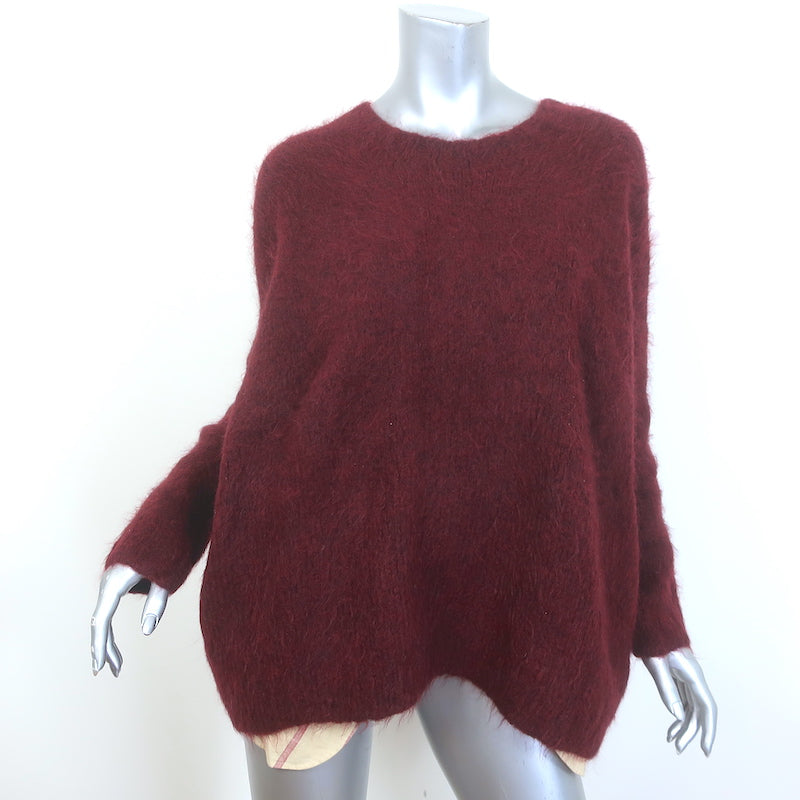 Uma Wang Oversized Crewneck Sweater Burgundy Stretch Mohair Size Small