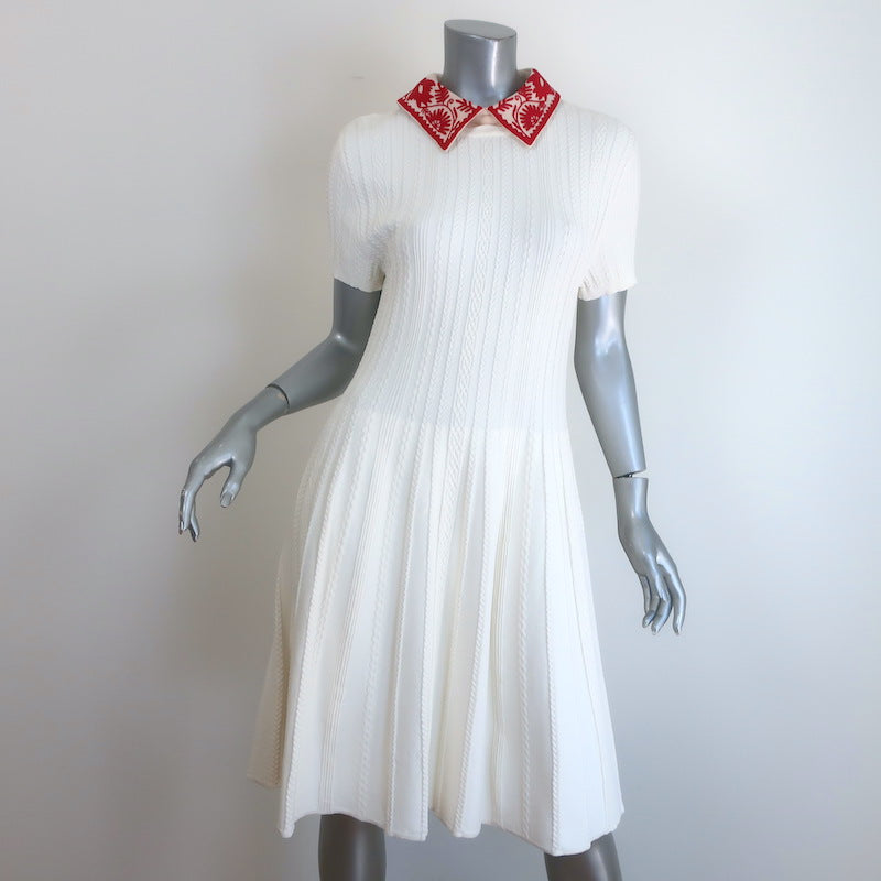 Valentino Beaded-Collar Cable Knit Dress 