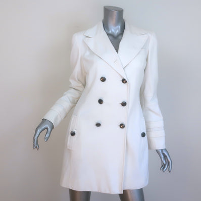 Valentino Double Breasted Jacket White Stretch Cotton Twill Size 6
