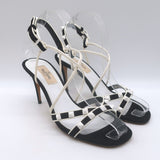 Valentino Free Rockstud Crisscross Sandals Black Suede & White 