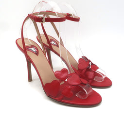 Valentino L’Amour Hearts Sandals Red Leather Size 38