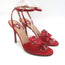 Valentino L’Amour Hearts Sandals Red Leather Size 38 Ankle Strap Heels