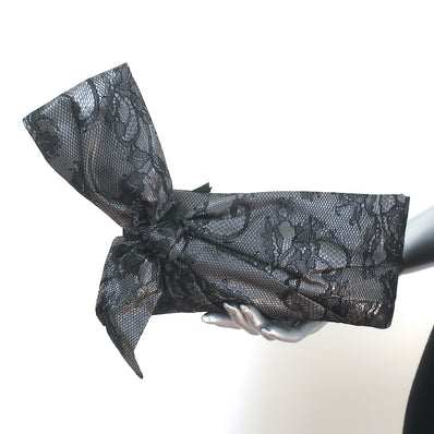 Valentino Lace Bow Clutch Black & Gray Small Evening Bag