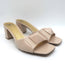 Valentino One Stud Mid-Heel Slide Sandals Nude Patent Leather Size 40.5