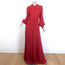 Valentino Pleated Georgette Gown Red Silk Size 40 Button-Down Maxi Dress