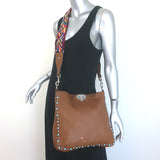 Valentino Rolling Rockstud Guitar Strap Flip-Lock Messenger Bag Brown Leather