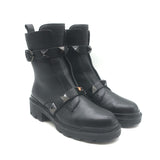 Valentino Roman Stud Combat Boots Black Leather Size 38.5