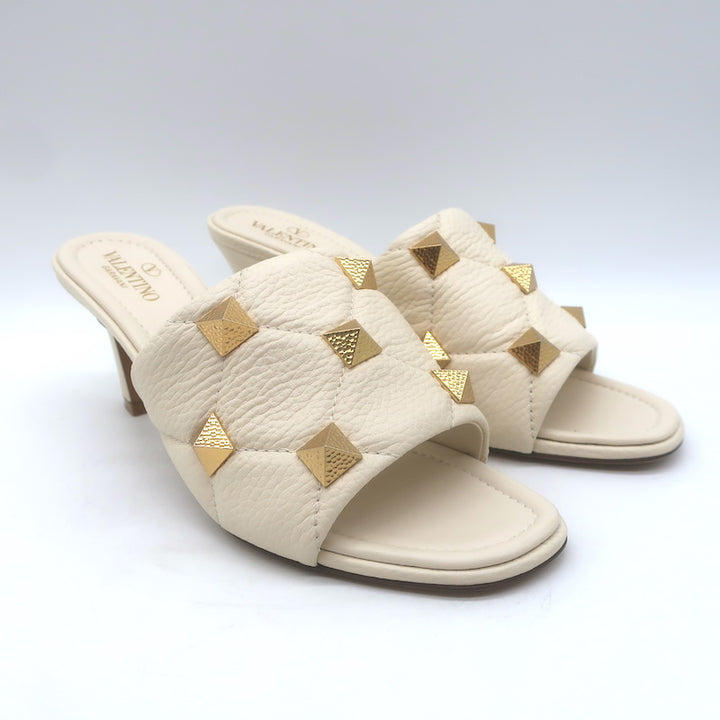 Valentino Roman Stud Quilted Slide Sandals