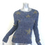 Valentino Star Intarsia Metallic Ribbed Knit Sweater Blue/Gold Size Large