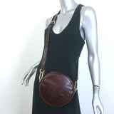 Vanessa Bruno Croc-Embossed Round Small Crossbody Bag Dark Brown Leather