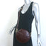 Vanessa Bruno Croc-Embossed Round Small Crossbody Bag Dark Brown Leather