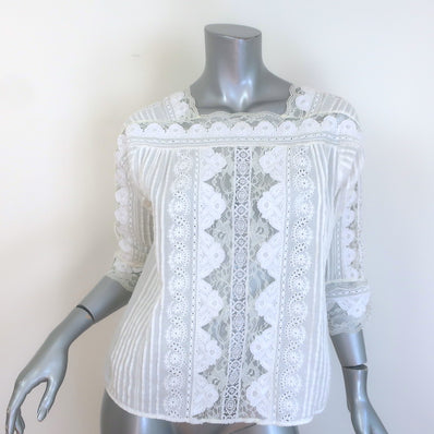 Vanessa Bruno Embroidered Lace-Trimmed Blouse 