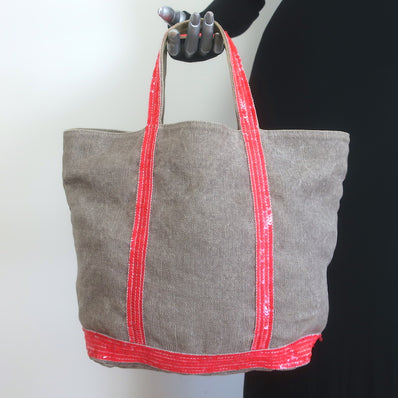 Vanessa Bruno Le Cabas Sequin-Trimmed Medium Tote