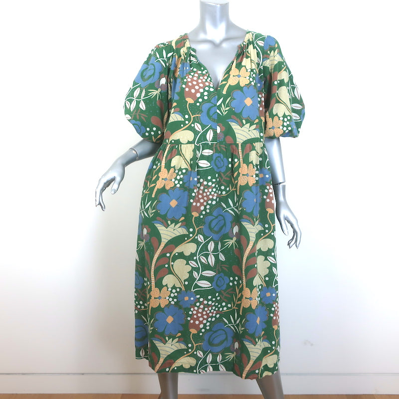 Velvet by Graham & Spencer Midi Dress Green Floral Print Cotton Size M –  Celebrity Owned