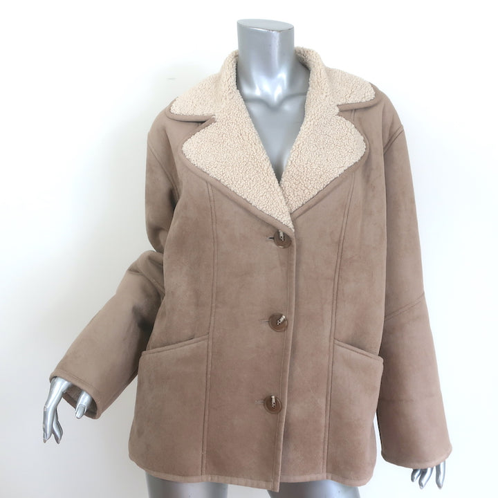 Velvet by Graham &amp; Spencer Molly Luxe Sherpa Jacket Sand Faux Suede Size Small