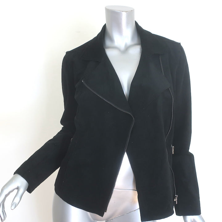 Velvet by Graham &amp; Spencer Xandra Faux Suede Moto Jacket Black Size Small