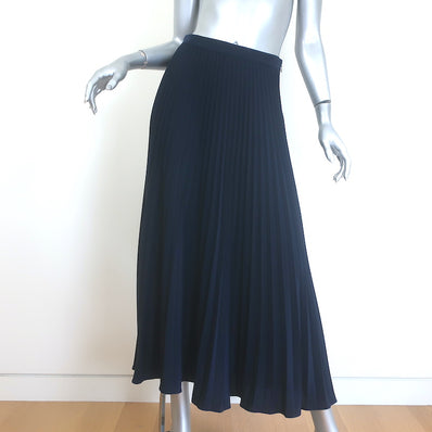 Veronica Beard pleated midi skirt in navy, authentic pre-owned, gently worn luxury piece, size 0