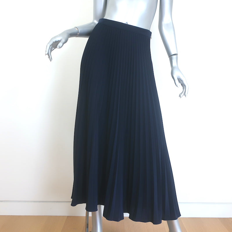 Veronica Beard pleated midi skirt in navy, authentic pre-owned, gently worn luxury piece, size 0