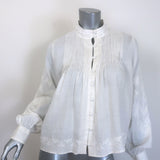 Veronica Beard white floral-embroidered button-up blouse, luxurious tailoring — pre-owned (new with tags)