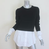 Veronica Beard Amirah Mixed Media Sweater Black Wool Size Extra Small NEW