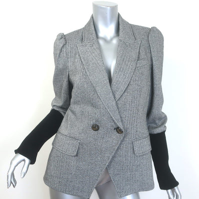 Veronica Beard Bayard Colorblock Dickey Jacket Gray Herringbone 
