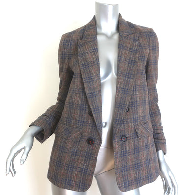 Veronica Beard Beacon Plaid Dickey Jacket Brown Size 4 Double Breasted Blazer