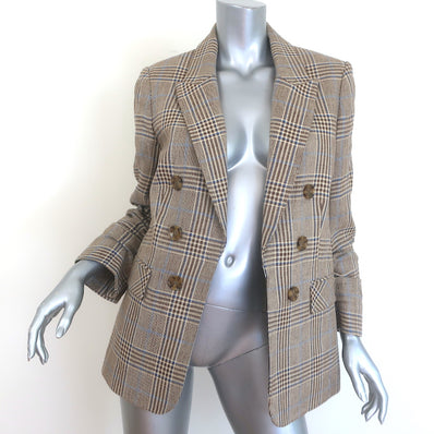 Veronica Beard Beacon Plaid Dickey Jacket Camel Size 8 Double Breasted Blazer