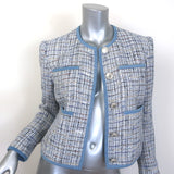 Veronica Beard Darla Denim-Trim Tweed Jacket Blue 