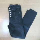 Veronica Beard Debbie Leather Button-Fly Skinny Pants 