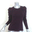 Veronica Beard Delano Striped Puff Sleeve Top Navy/Red Stretch Knit Size Small