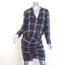 Veronica Beard Emory Ruched Mini Shirt Dress Navy Plaid Cotton-Blend Size 10 NEW